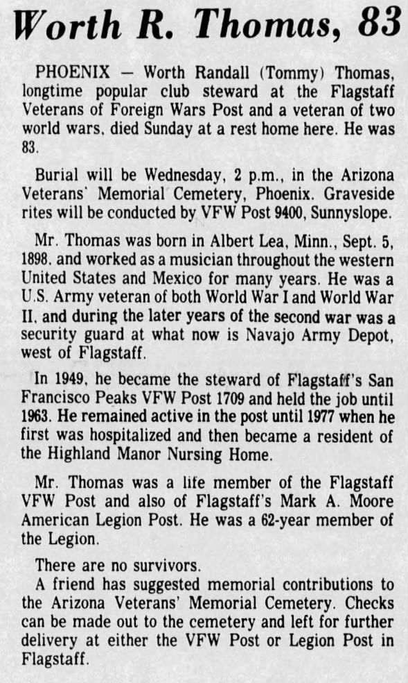 Obituary for Worth R. Thomas (Aged 83)